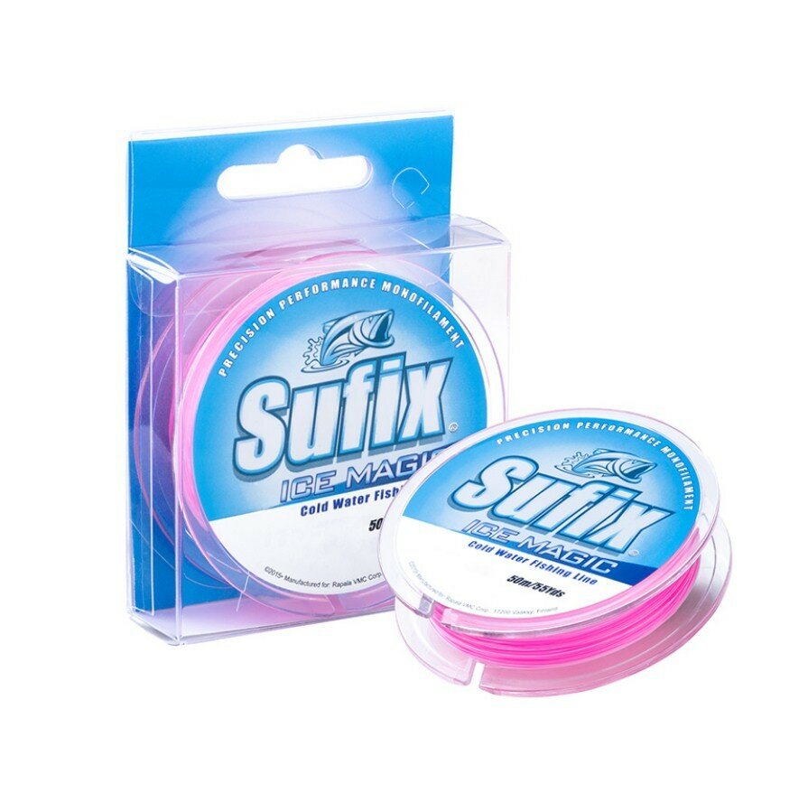 Леска зимняя SUFIX Ice Magic 50 м бело-розовая