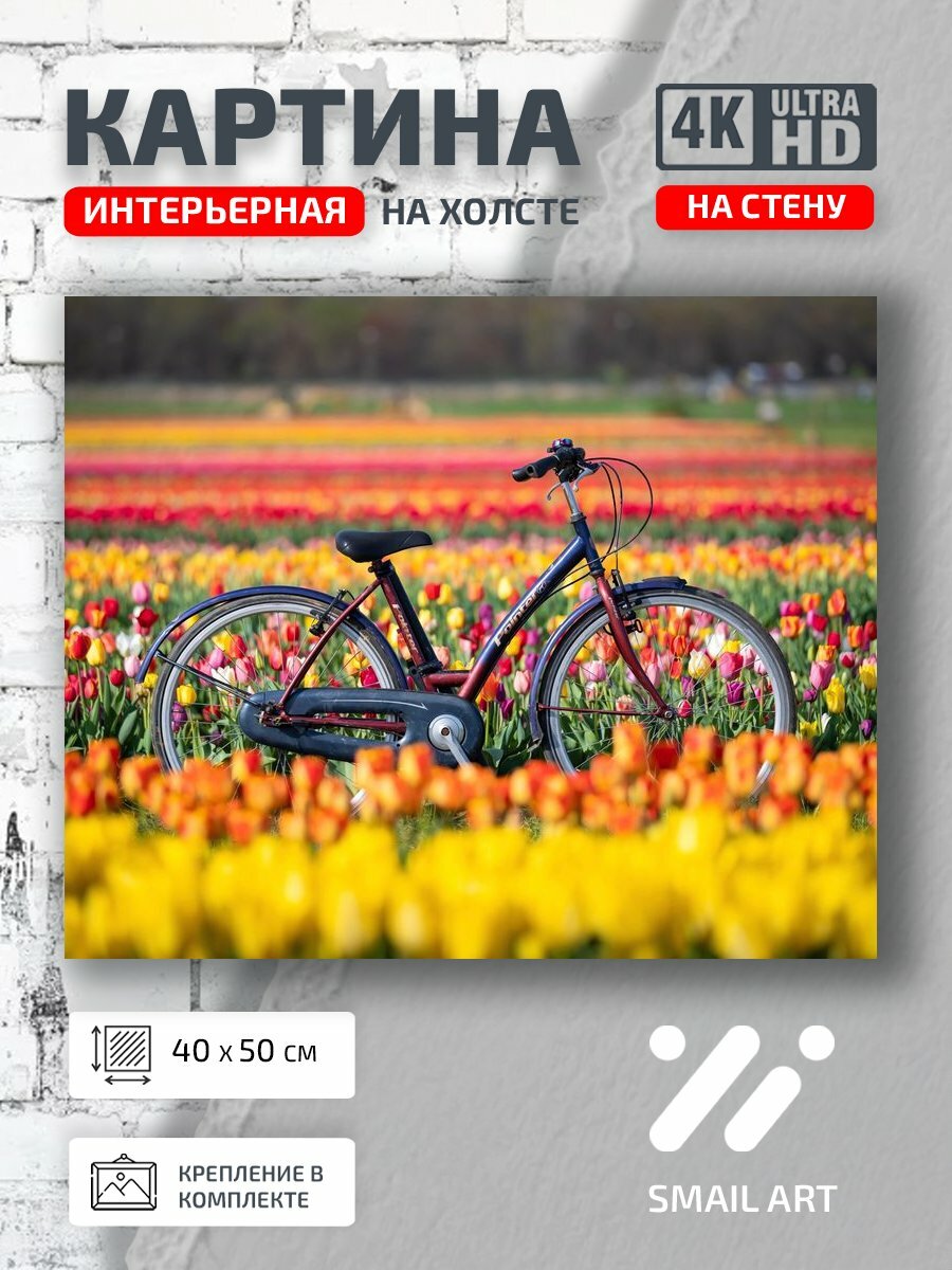 Картина на холсте интерьерная 40 на 50 на стену Тюльпаны Mood для кабинета атмосфера декор