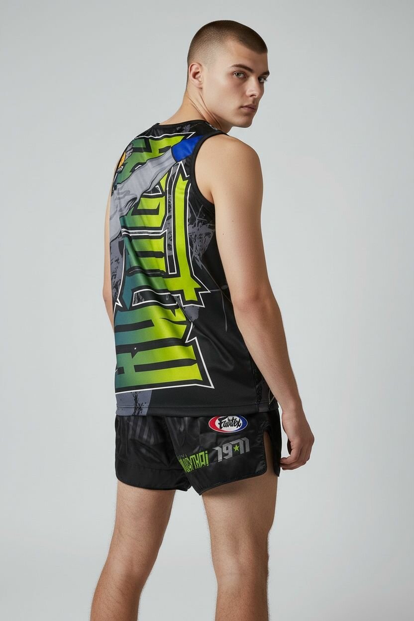 Футболка Born to be Muaythai, размер L, черный/зеленый — фото 1