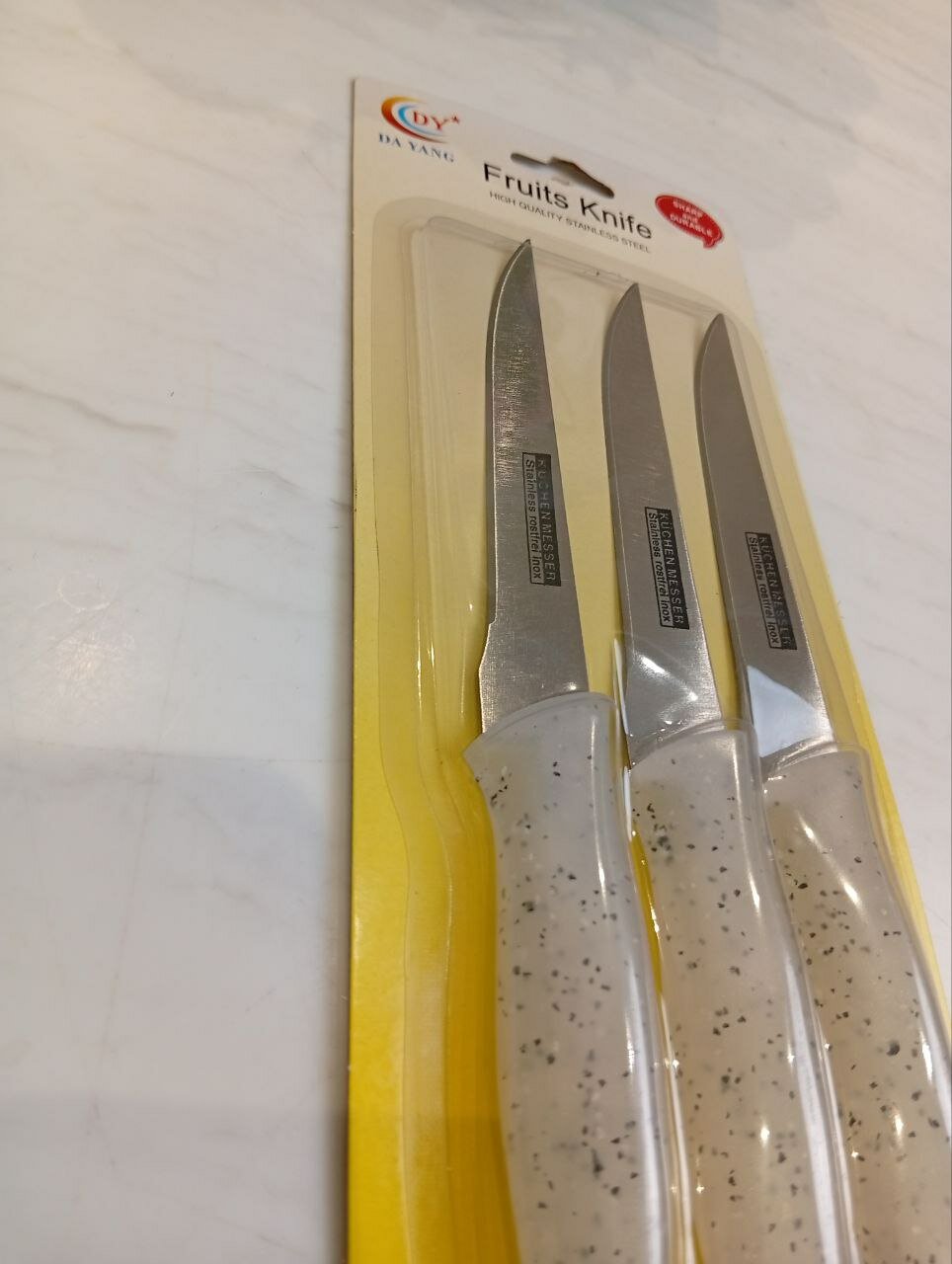 Набор ножей для фруктов и овощей, нержавеющая сталь, серый цвет, 3 шт.