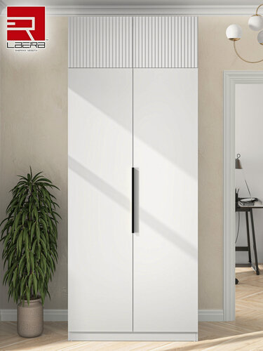 Изображение товара LAERA Шкаф распашной с антресолью для одежды с полками 100х52х250 мыло белый