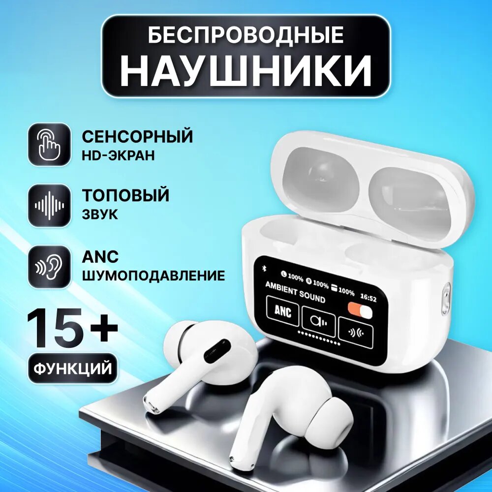 Беспроводные наушники, с дисплеем, для iPhone Android Pods Pro 2 iOS, с сенсорным экраном