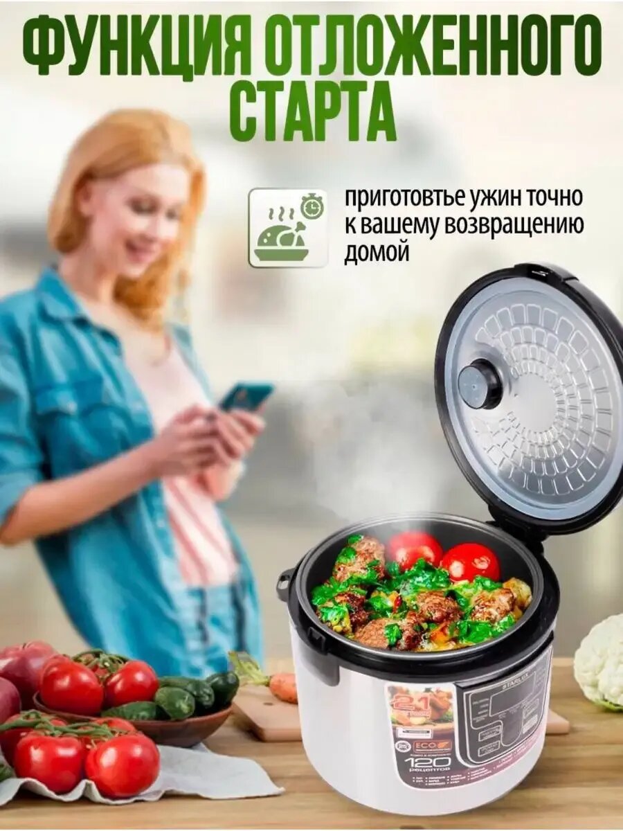 Электронная мультиварка с 21 режимом работы: пароварка, рисоварка, скороварка, 21 режим — фото 1