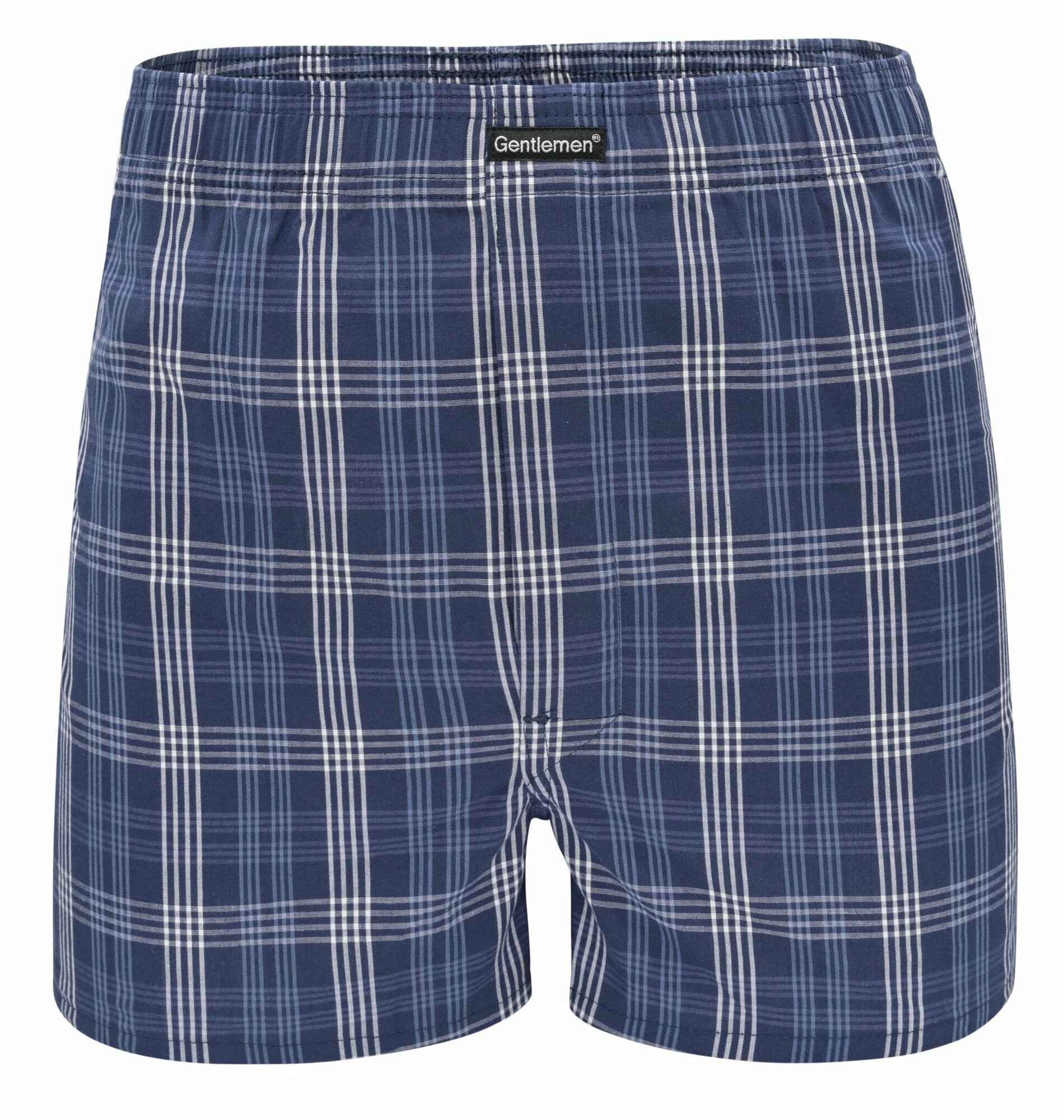 Трусы Синие хлопковые трусы-боксеры в клеточку plus size