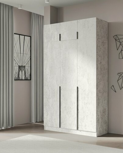 Изображение товара Шкаф для одежды распашной трехдверный с антресолью без ящиков, НордМебель, Дуглас бетон 135х240х54