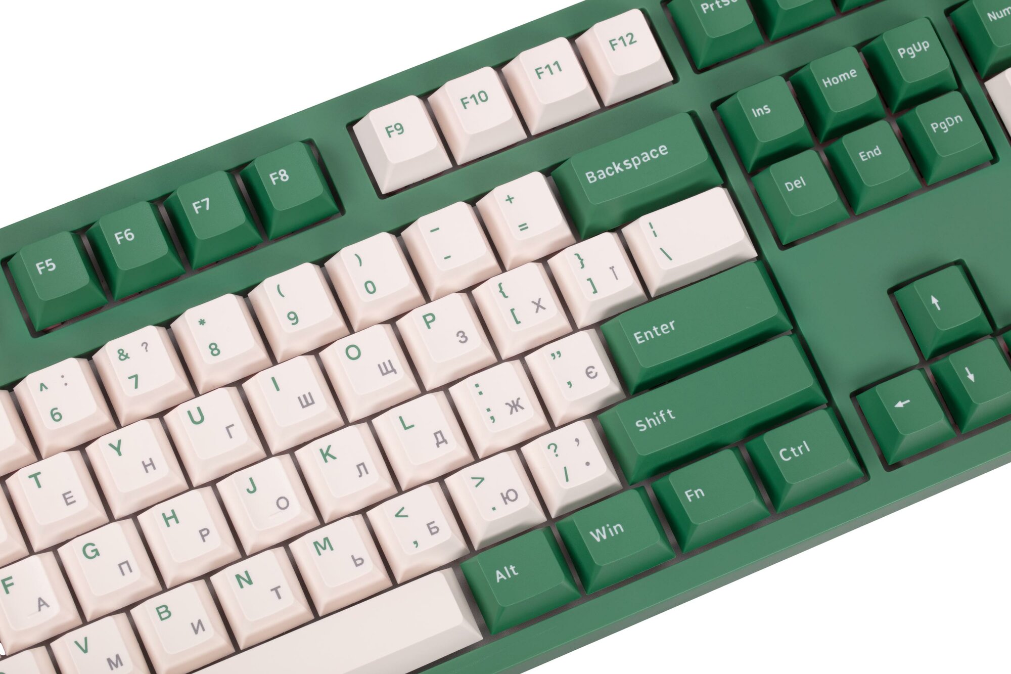 Механическая клавиатура Akko 3108 V2 DS Matcha Red Bean, 108 клавиш, CS Pink V2, USB, EN/UKR, без подсветки, зелёная