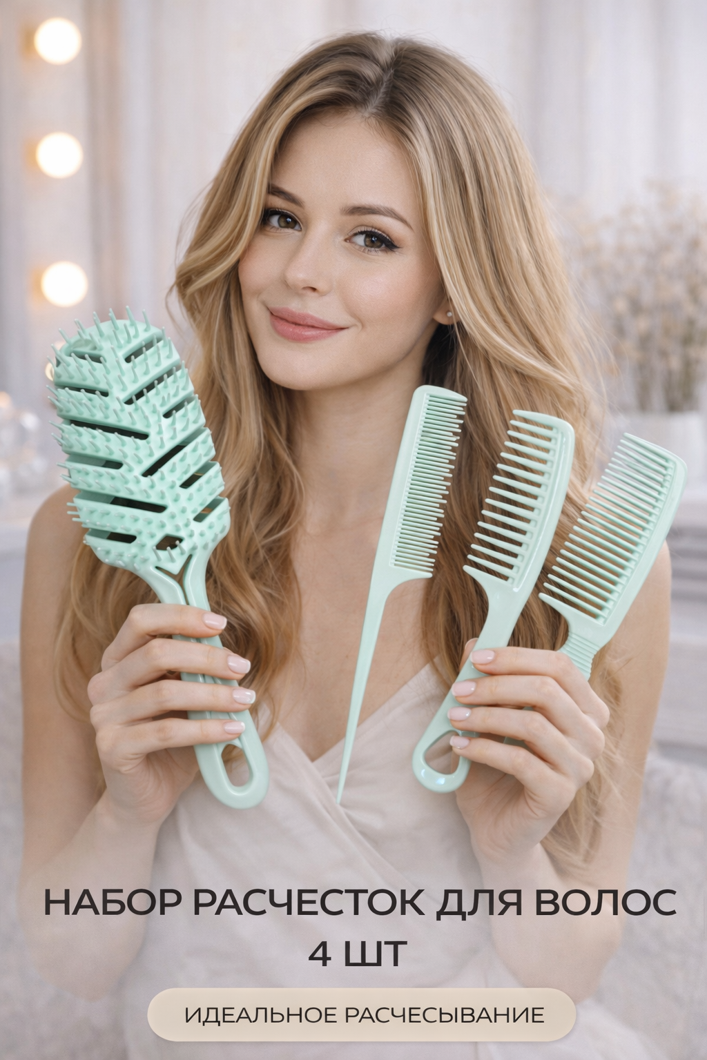 Комплект из 4 расчесок. Скелетная расческа. Для объёма, разделения, распутывания любого типа волос