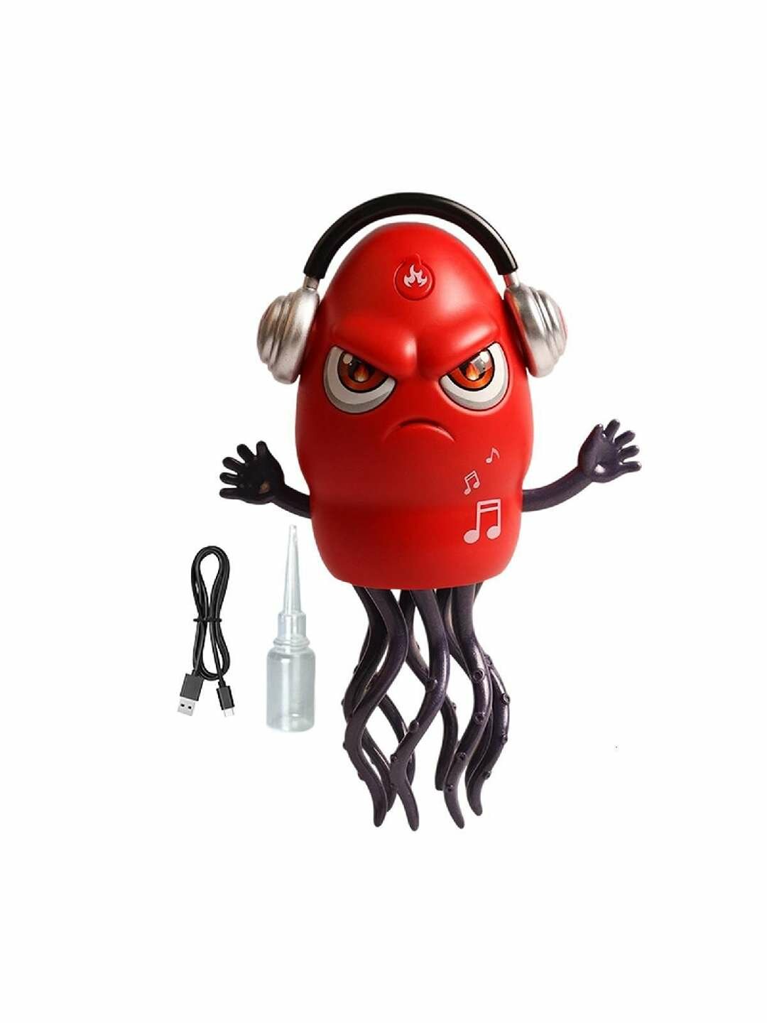 Музыкальный танцующий осьминог с эффектом дыма и светом, красный.