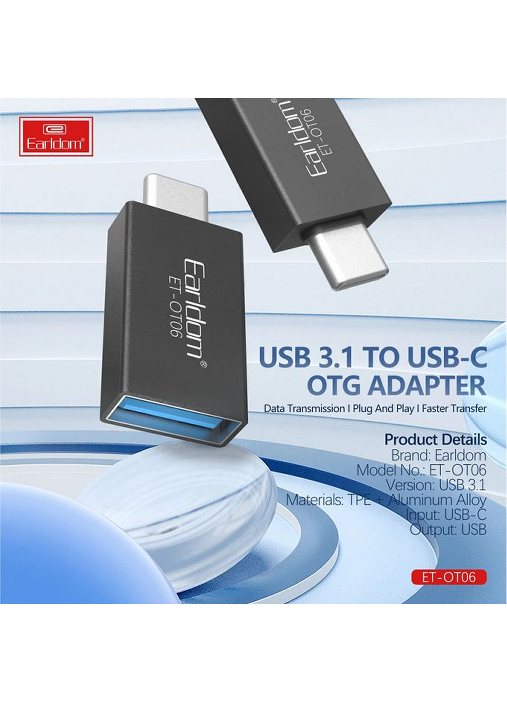 OTG-адаптер Earldom OT06, для подключения USB-устройств к смартфону/планшету Type-C — фото 1