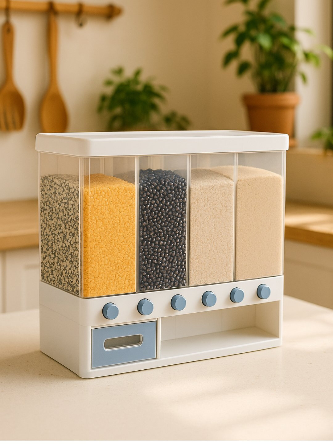 Контейнер-диспенсер для хранения круп, с дозатором, 6 отсеков — фото 1