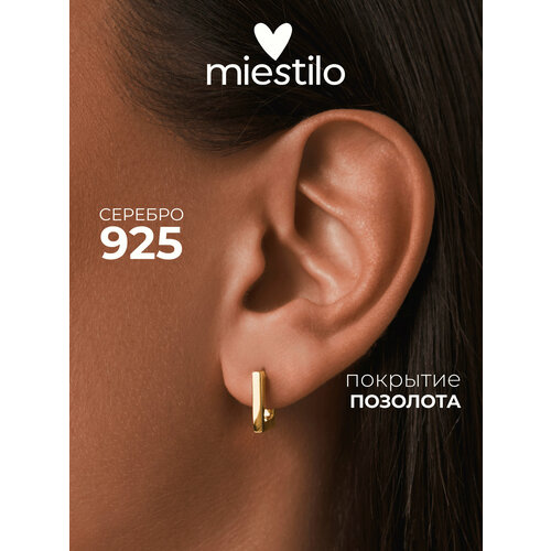 фото Серьги конго miestilo, серебро, 925 проба, родирование, длина 0.12 см, , золотистый