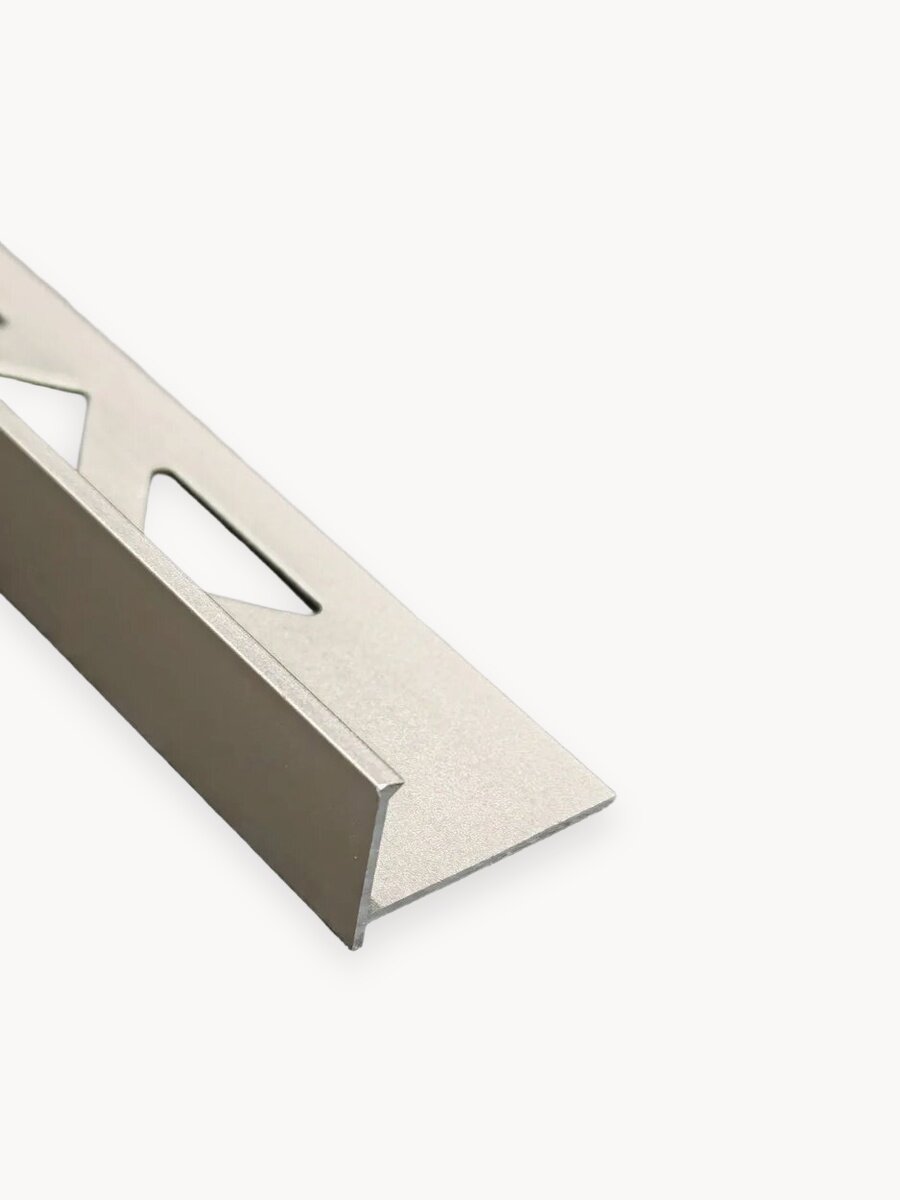 Профиль Г-образный алюминиевый анодированный наружный для плитки 9мм 2.7м (Евро) Шампань светло-серая матовая