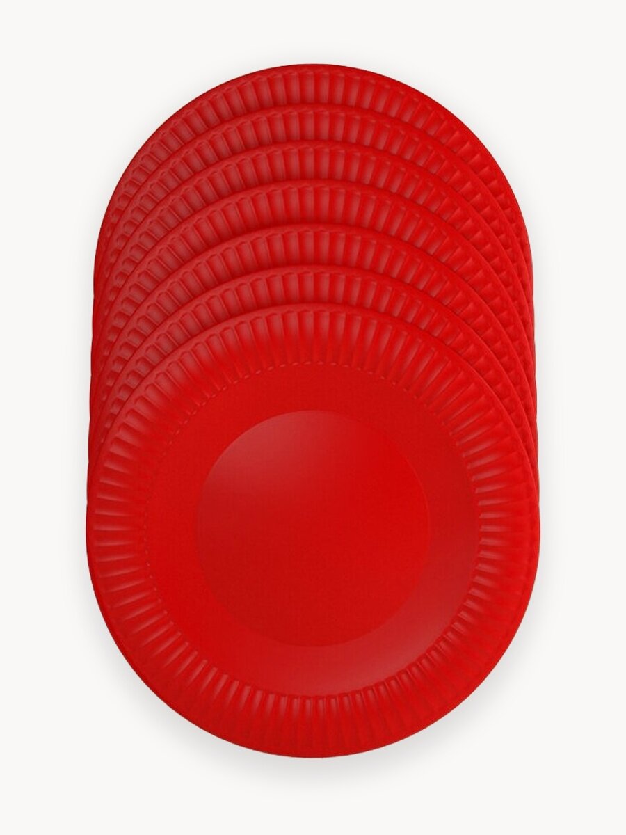 Тарелка одноразовая КИТ, 50 шт, 18 см, картон, красный