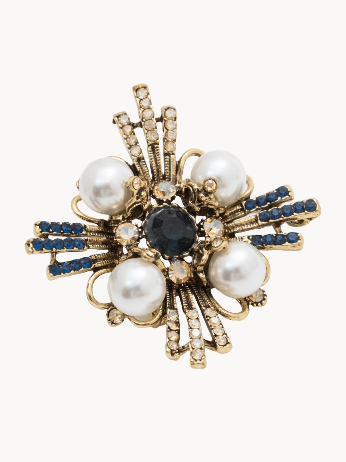 Брошь ЖемАрт, кристалл, жемчуг имитация, белый