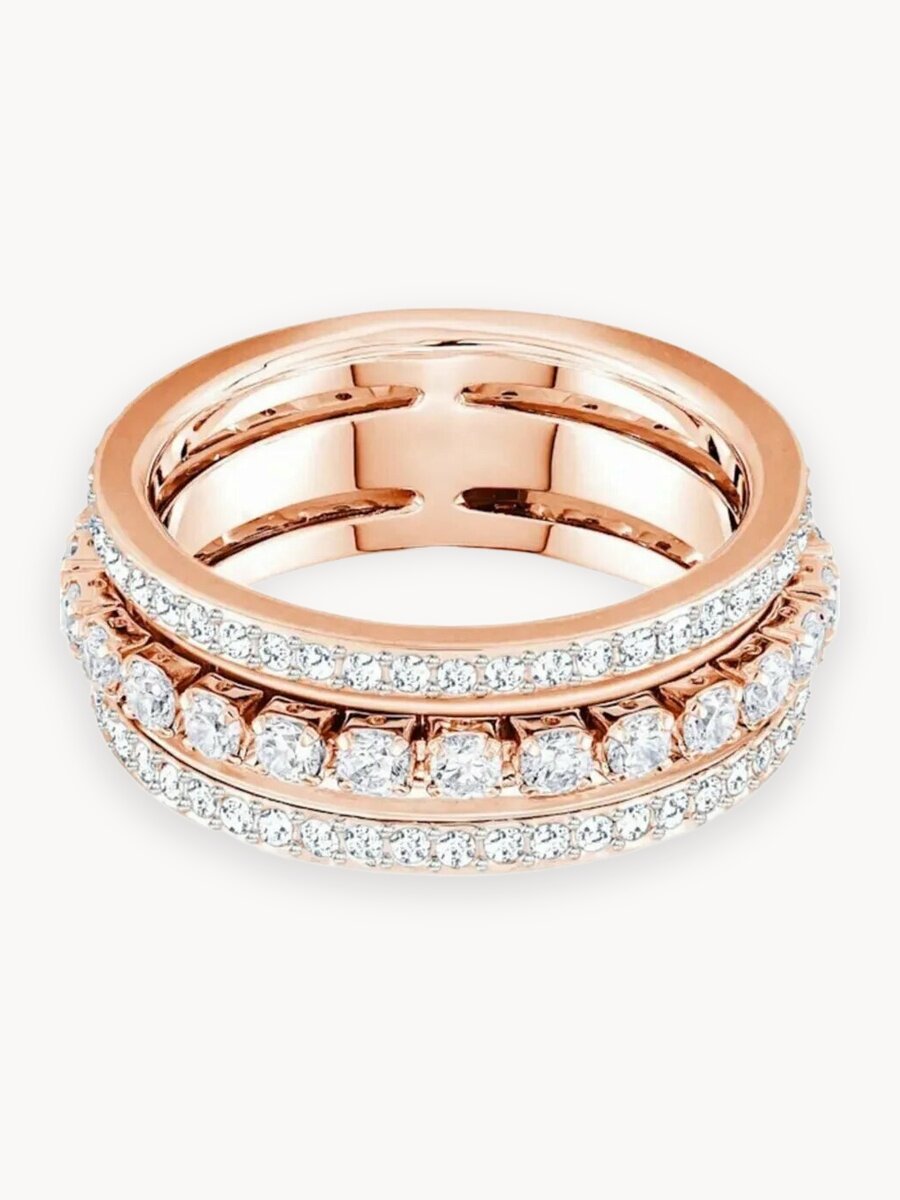 Кольцо помолвочное SWAROVSKI, кристаллы Swarovski, размер 16, золотой