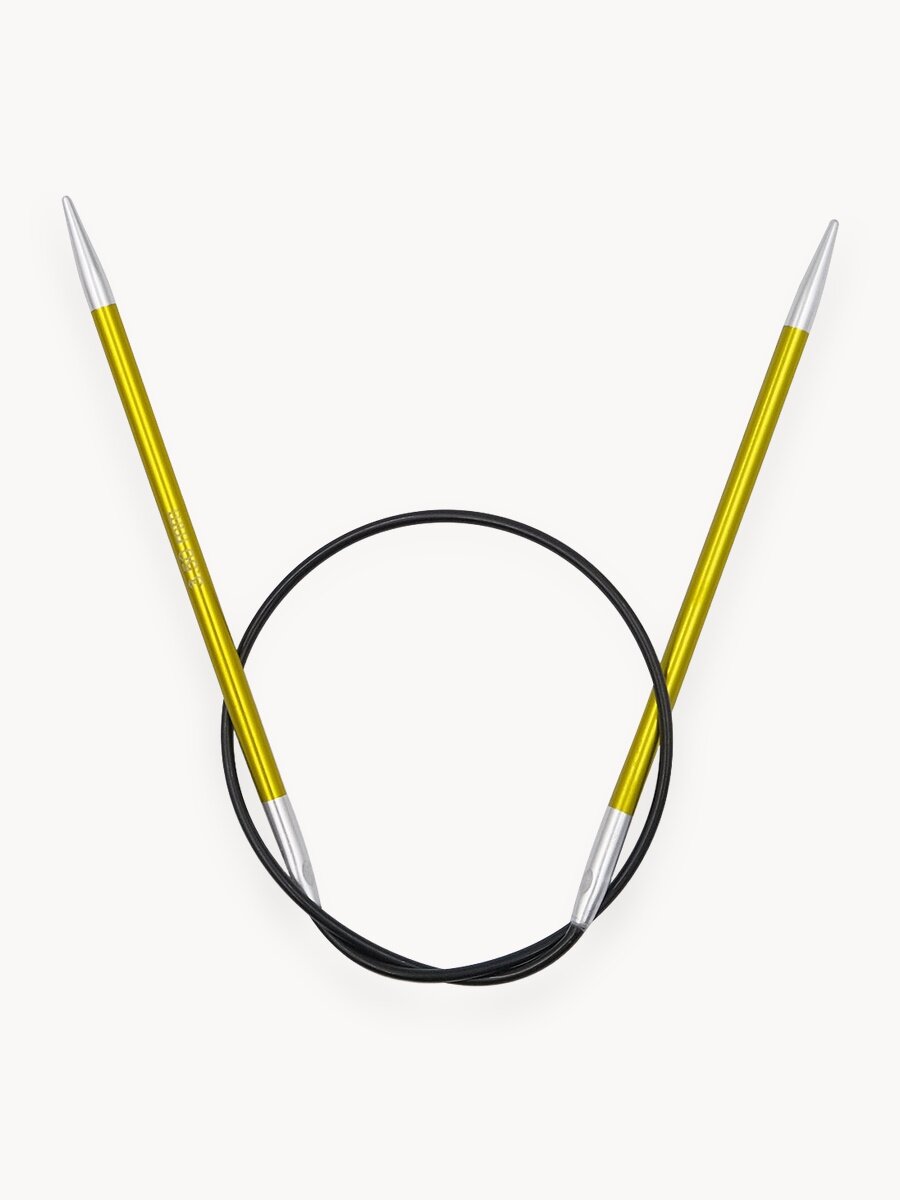 Спицы для вязания круговые укороченные 3,5 мм*40 см, алюминиевые, KnitPro Zing (хризолитовый)