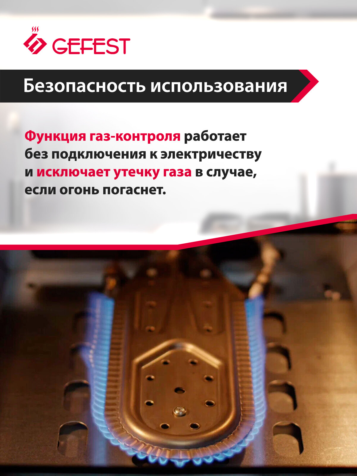 Газовый духовой шкаф GEFEST ДГЭ 621-01 Н3, с грилем, объем 52 л, черный/серебристый — фото 1