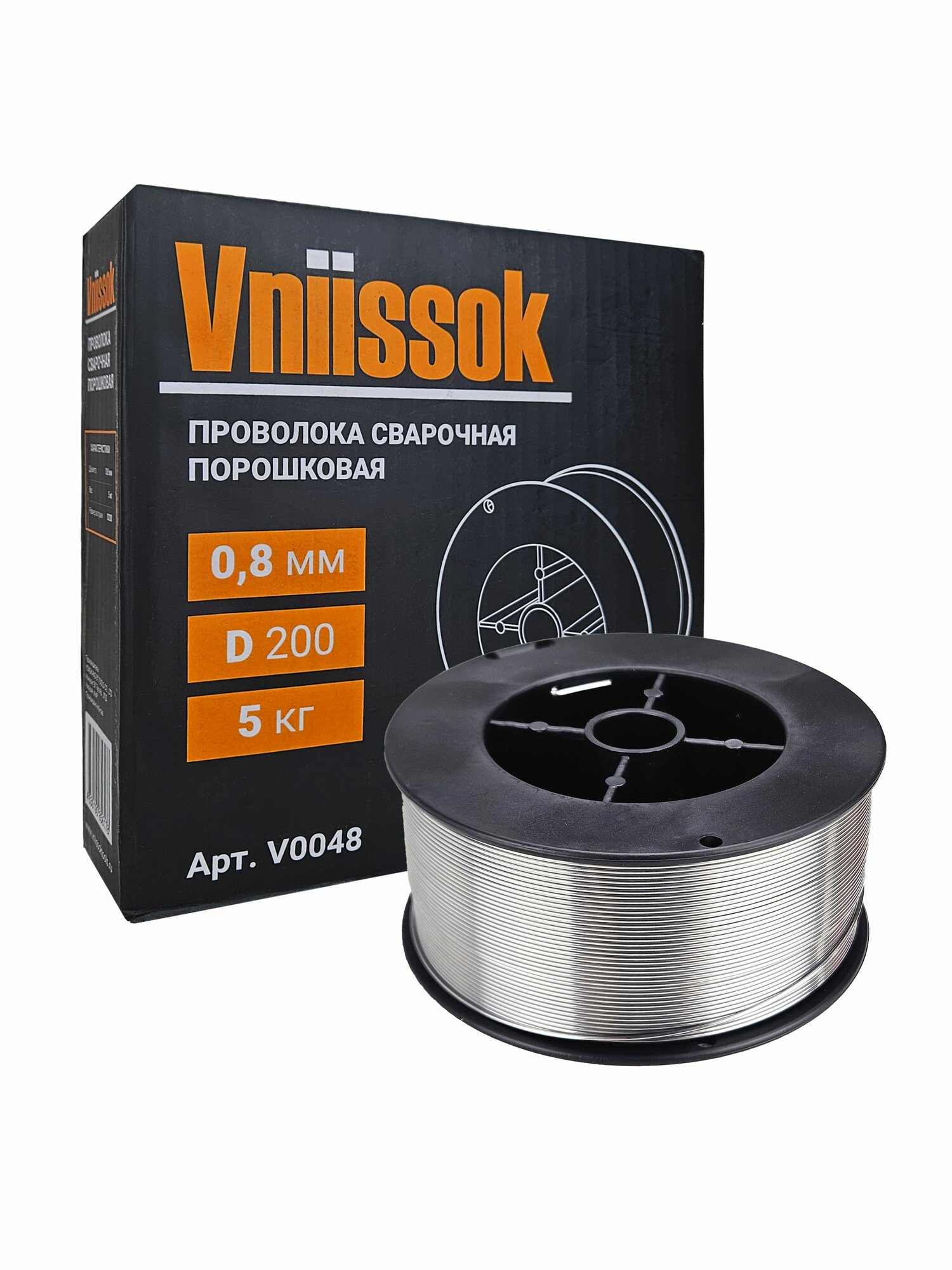 Проволока сварочная порошковая Vniissok 0,8 мм 5 кг, серый металлик — фото 1
