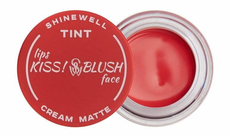 SHINEWELL Тинт кремовый румяна и помада Tint Cream Matte, 5,5 г, 02 кораловый