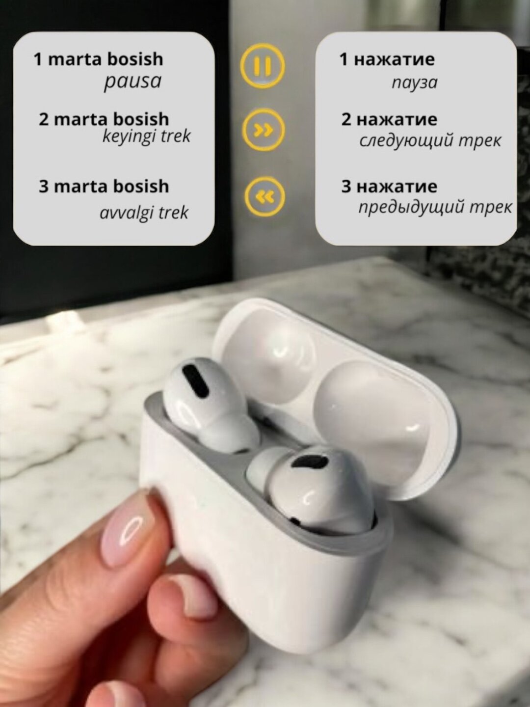 Беспроводные наушники Pro, сенсорный управление, с кейсом 1+1 — фото 1