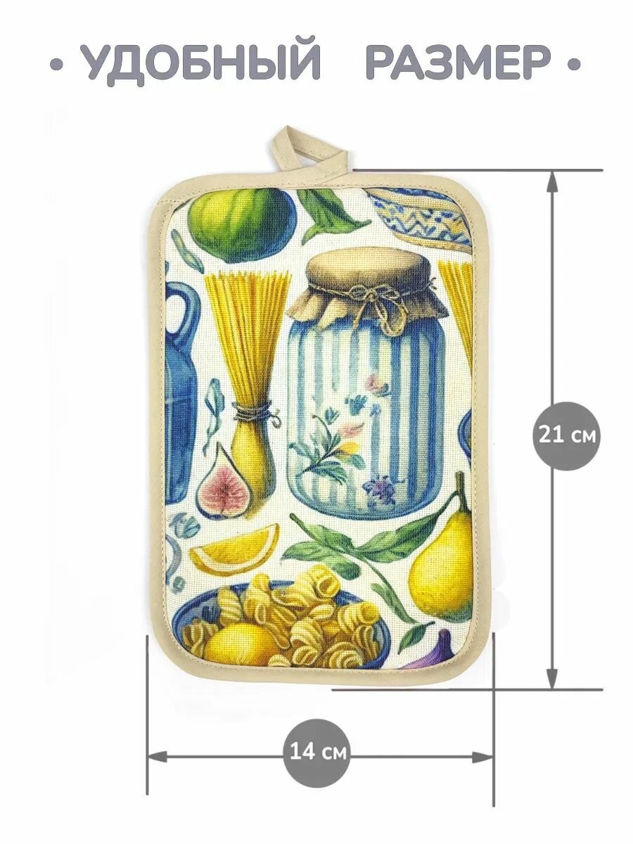 Прямоугольные кухонные прихватки для горячего из рогожки, набор 2 штуки, ГрандСтиль — фото 1