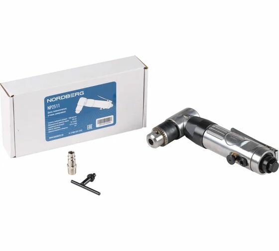 Пневмодрель угловая NORDBERG NP2511 сверла до 10мм расход воздуха 257л/мин