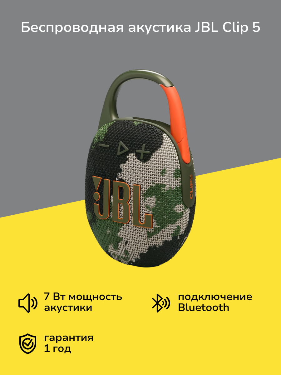 Беспроводная акустика JBL Clip 5 Squad