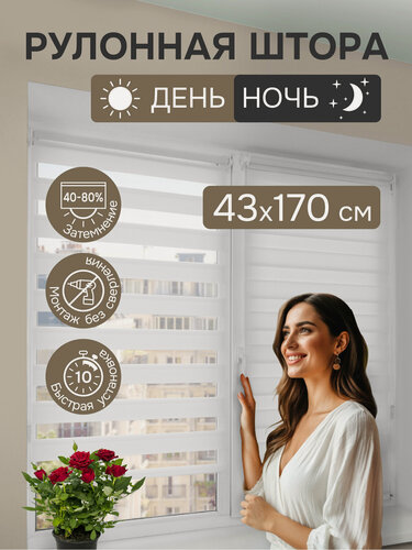 Изображение товара Рулонные шторы день ночь 43х170 см, белый, Эскар