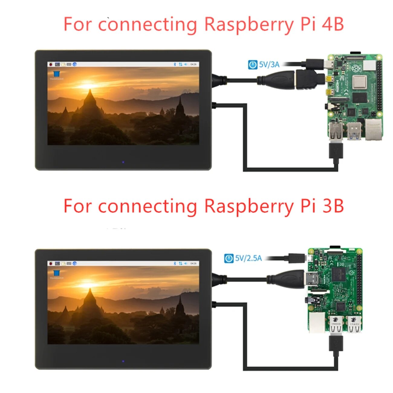 7-дюймовый емкостный сенсорный экран 1024*600 TFT ЖК-модуль экран для Raspberry Pi 3 B +/4b Banana Pi IPS монитор