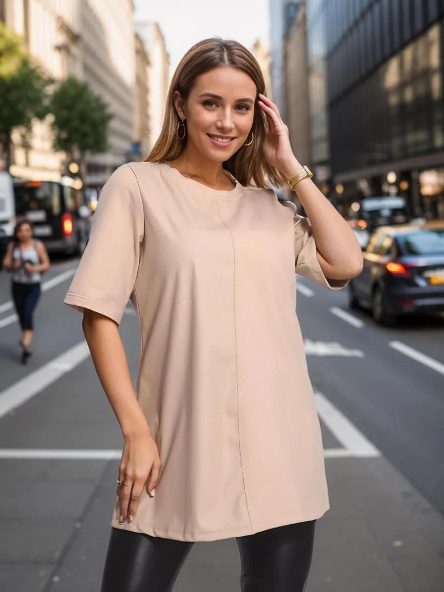 Туника IHOMELUX, 1 шт., размер 50, бежевый — фото 1