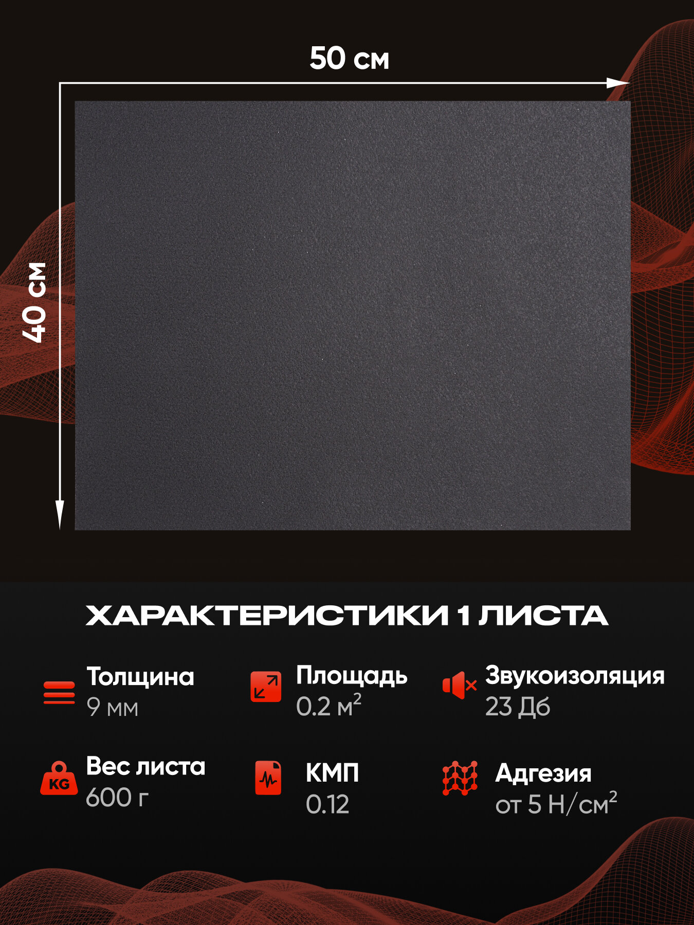 Шумоизоляция для автомобиля SGM Slim 9, 5 листов. Комплект звукоизоляции с теплоизоляцией, самоклеящаяся шумка для авто — фото 1