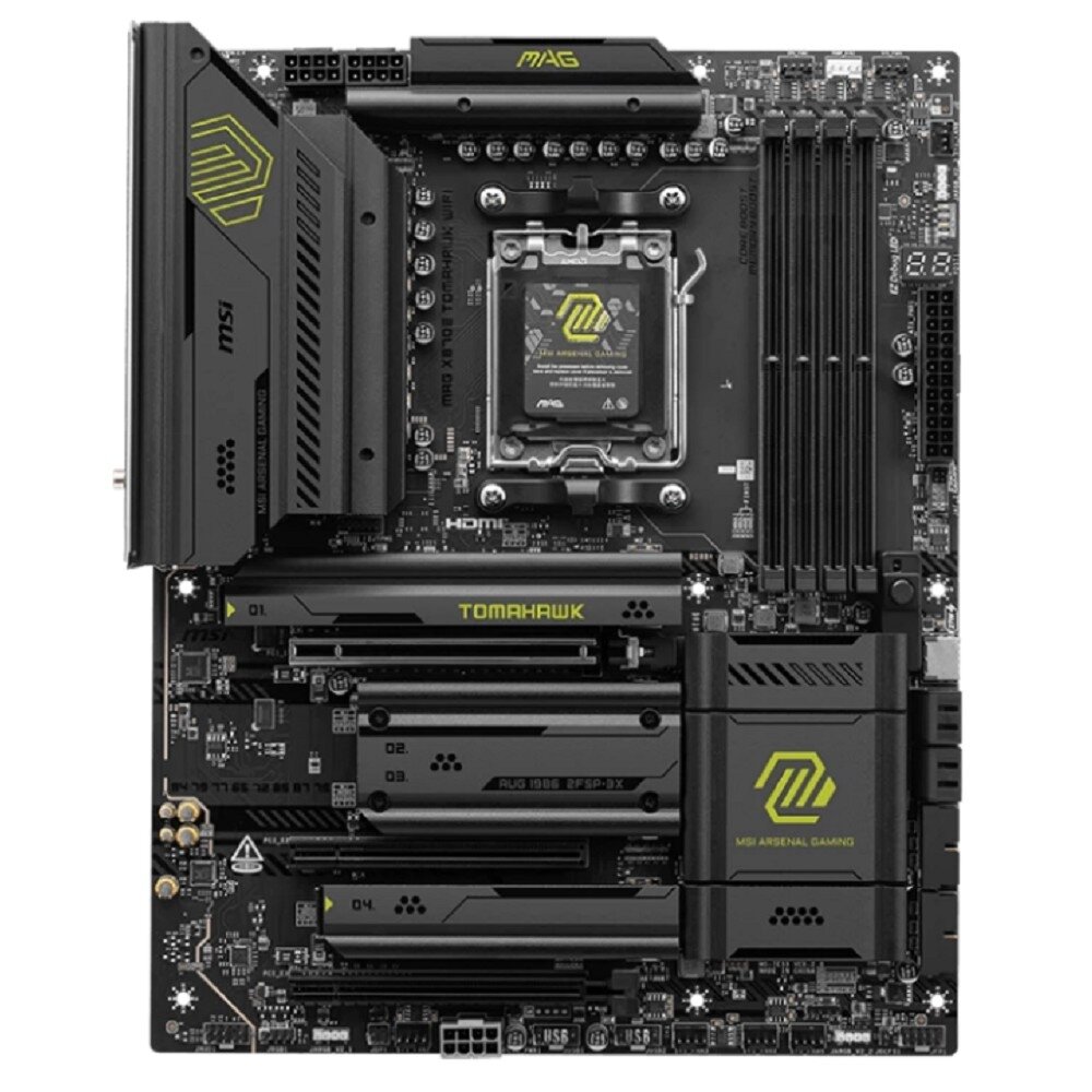 Материнская плата Материнская плата MSI MAG X870E TOMAHAWK WIFI X870, AM5, 4*DDR5, 3*PCIEx16, 4*M.2, 4*TypeC, 2*USB3.2Gen2, 7*USB3.2Gen1, 8*USB2.0, 4*SATA3.0, 5G, Type-C DP, HDMI, ATX, RTL