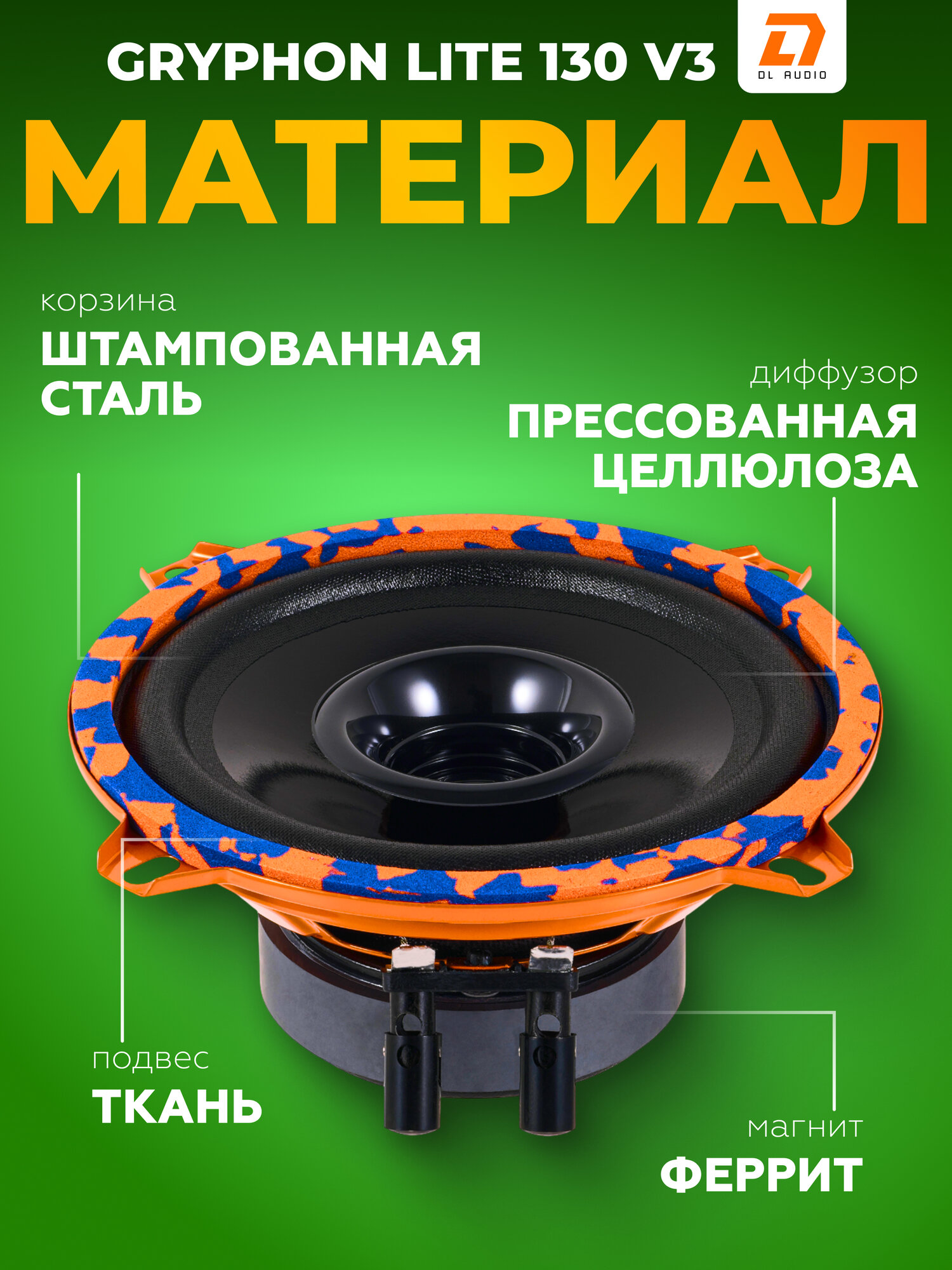 Акустическая система DL Audio Gryphon Lite 130 V.3 широкополосная / Колонки а авто 13 см — фото 1