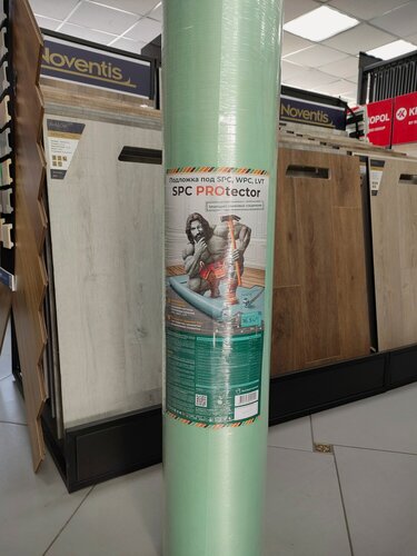 Изображение товара Подложка Рулонная SPC PROtector (SPC, WPC, LVT), 1мм, зеленая, 15м*1.1м/рулонная.16,5м2