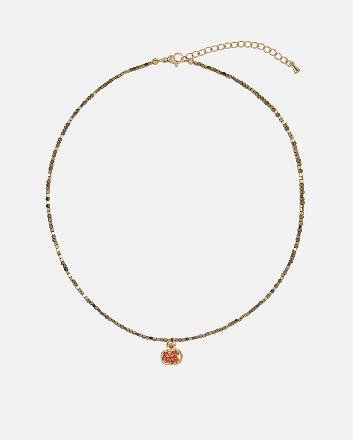 Колье FETISH, гематит, фианит, длина 35 см, золотистый — фото 1