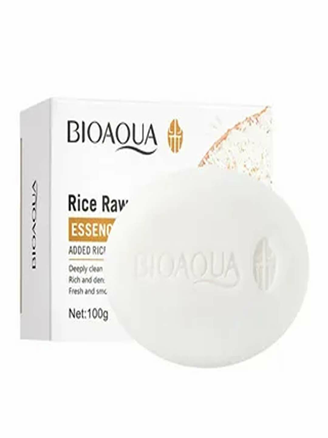 Мыло рисовое отбеливающее Bioaqua, с экстрактом риса и кокоса с сеточкой для взбивания пены