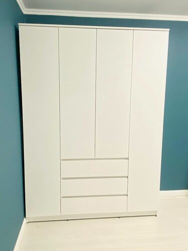 Изображение товара Шкаф распашной 160 х 220 х 50 см, аналог IKEA, ГОСТ, 4 двери, 3 ящика, белый