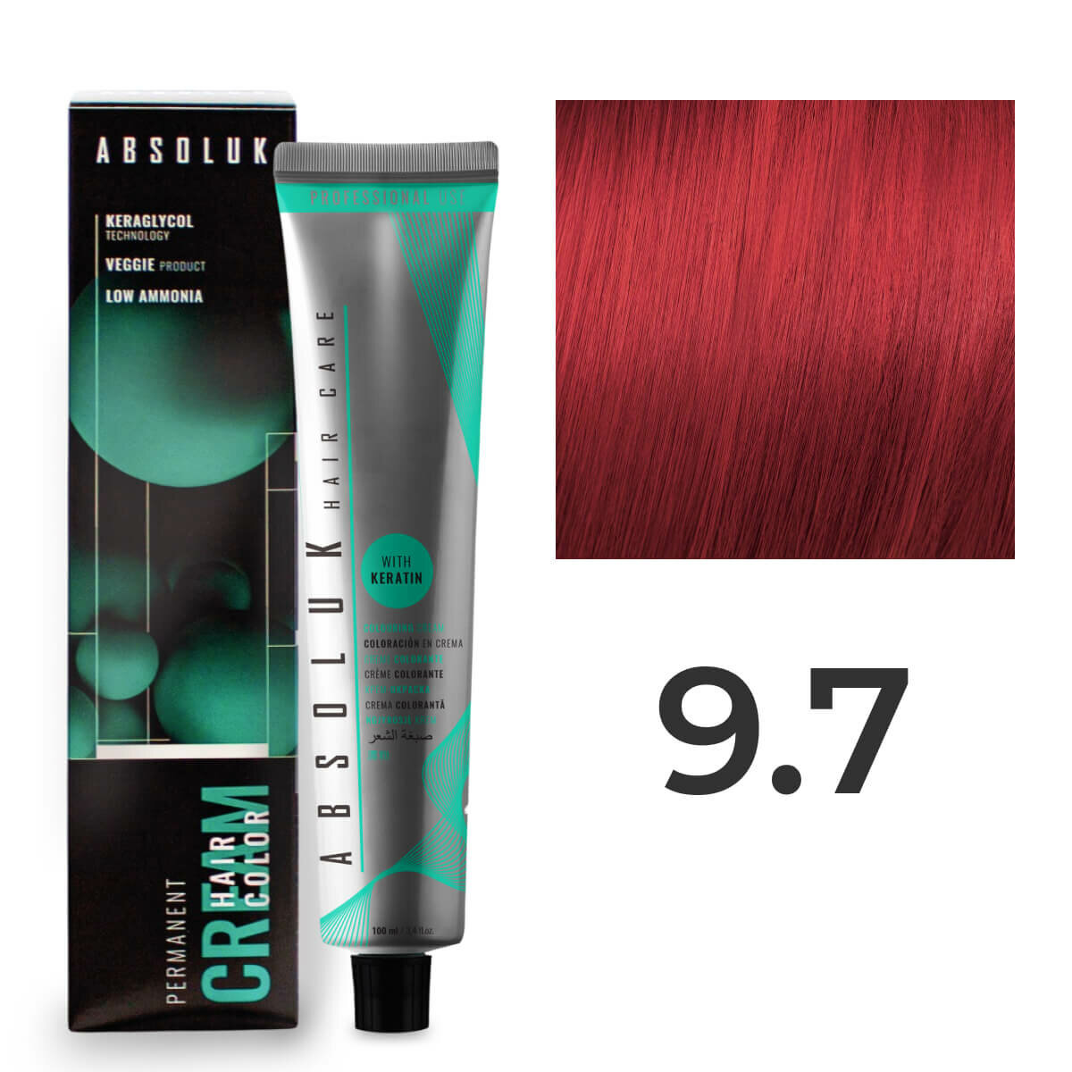 Перманентная крем-краска для волос Absoluk Hair Color Cream 9.7 Блонд Красный, 100 мл