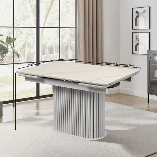 Изображение товара Стол обеденный керамогранит Триумф 120х80х75см. (180см. длина в разложенном виде).