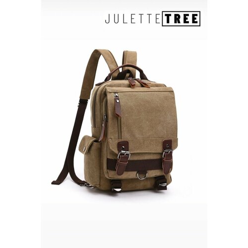 INDIANA Turn. Компактный холщевый рюкзак. Плотный. Для города, путешествий. Функциональный и вместительный. Мужской/женский. Бежево-коричневый.