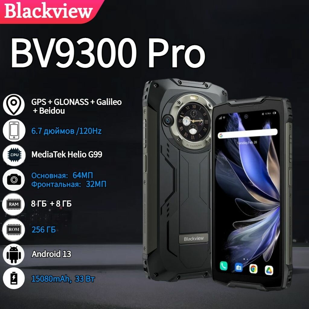 Blackview Смартфон BV9300 Pro Global,8/256 ГБ(256 ГБ, черный, Black,8 ГБ)