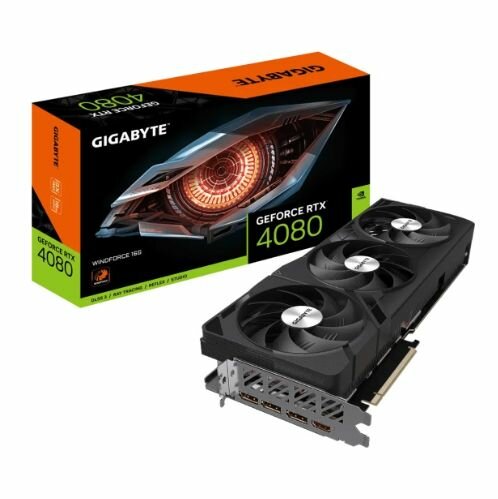 Видеокарта GIGABYTE GeForce RTX 4080 WINDFORCE 16G (GV-N4080WF3-16GD) - PCI-E 4.0 x16, 16 ГБ, GDDR6X, 256 бит, DisplayPort, HDMI, GPU 2505 МГц