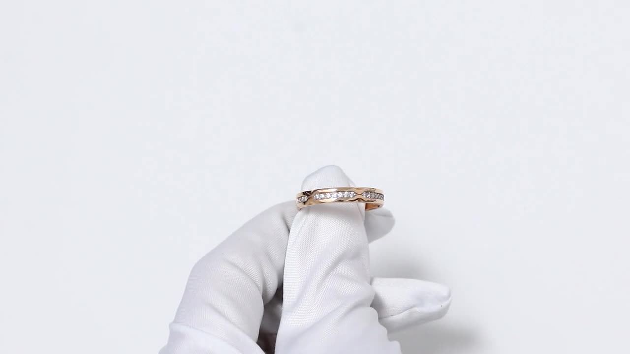Кольцо дорожка Diamant online, красное золото, 585 проба, фианит, размер 18.5, прозрачный — фото 1