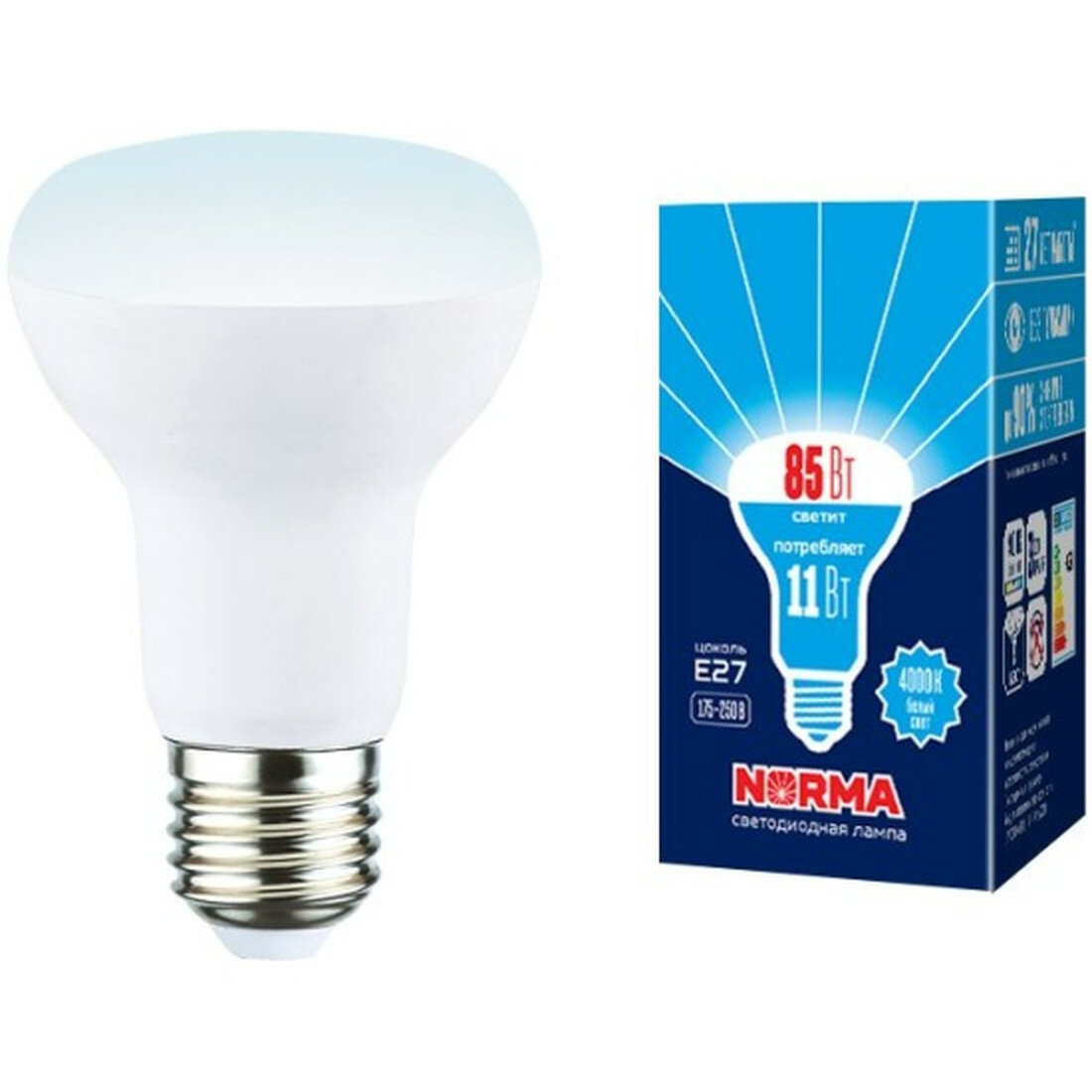 Лампа Volpe LED-R63 E27 11Вт 880лм 25000ч 4000К грушевидная