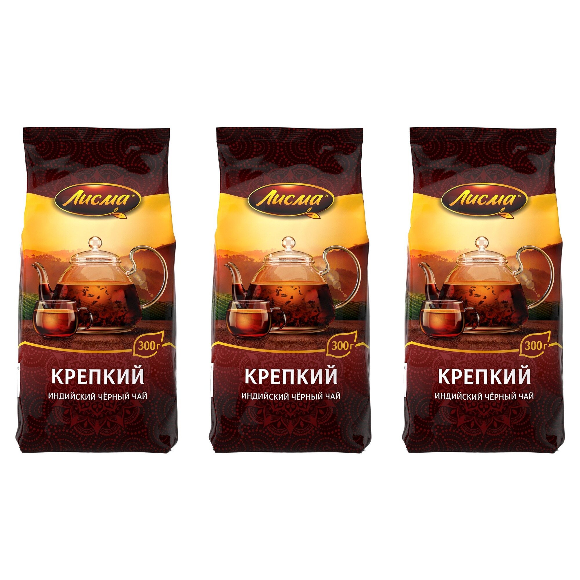 Чай черный Лисма, крупнолистовой, Крепкий Индийский, 300 г, 3 уп