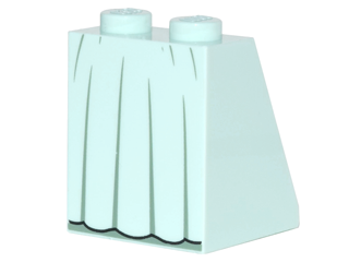 Slope 65 2 x 2 x 2 with Bottom Tube with Minifigure Dress / Skirt / Robe, Sand Green Long Folds and Black Hem Pattern, 3678bpb097 Light Aqua U