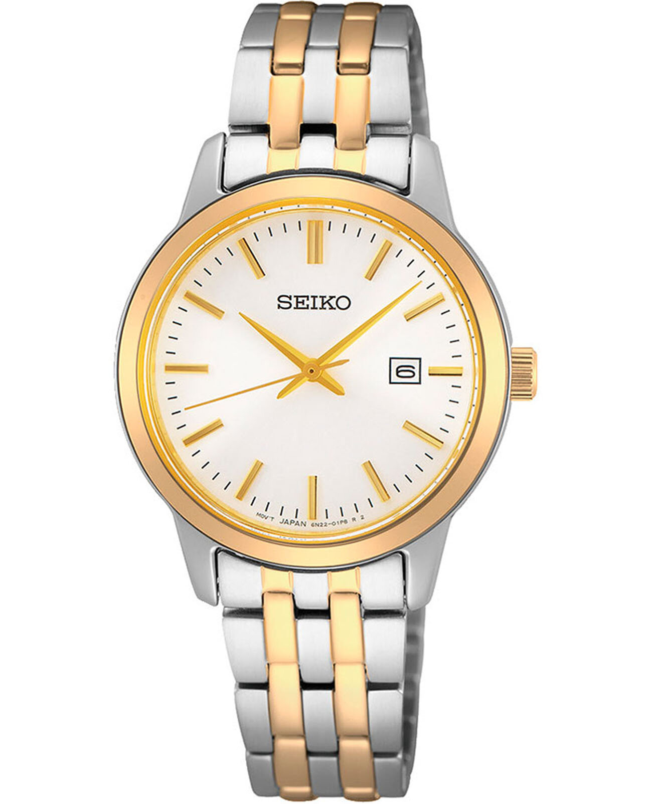 Наручные часы SEIKO, белый/сталь/желтый