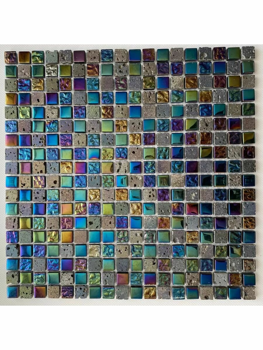 Плитка мозаика стеклянная с камнем КерамограД 30х30см DGS030/ 1 сетка