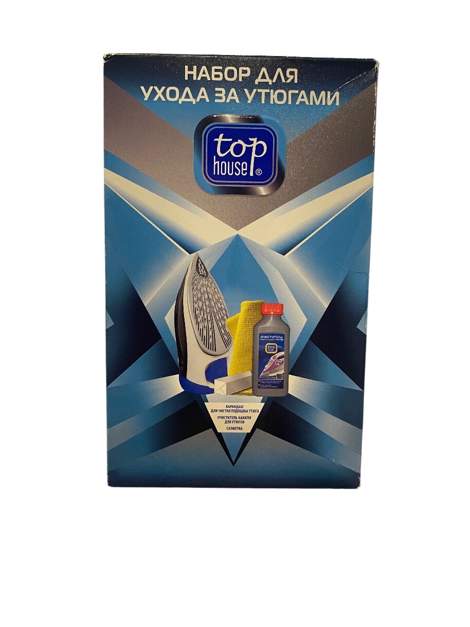 Набор для ухода за утюгами Top House Очиститель накипи для утюга 250мл Карандаш чистящий подошву утюга Салфетка 30х35