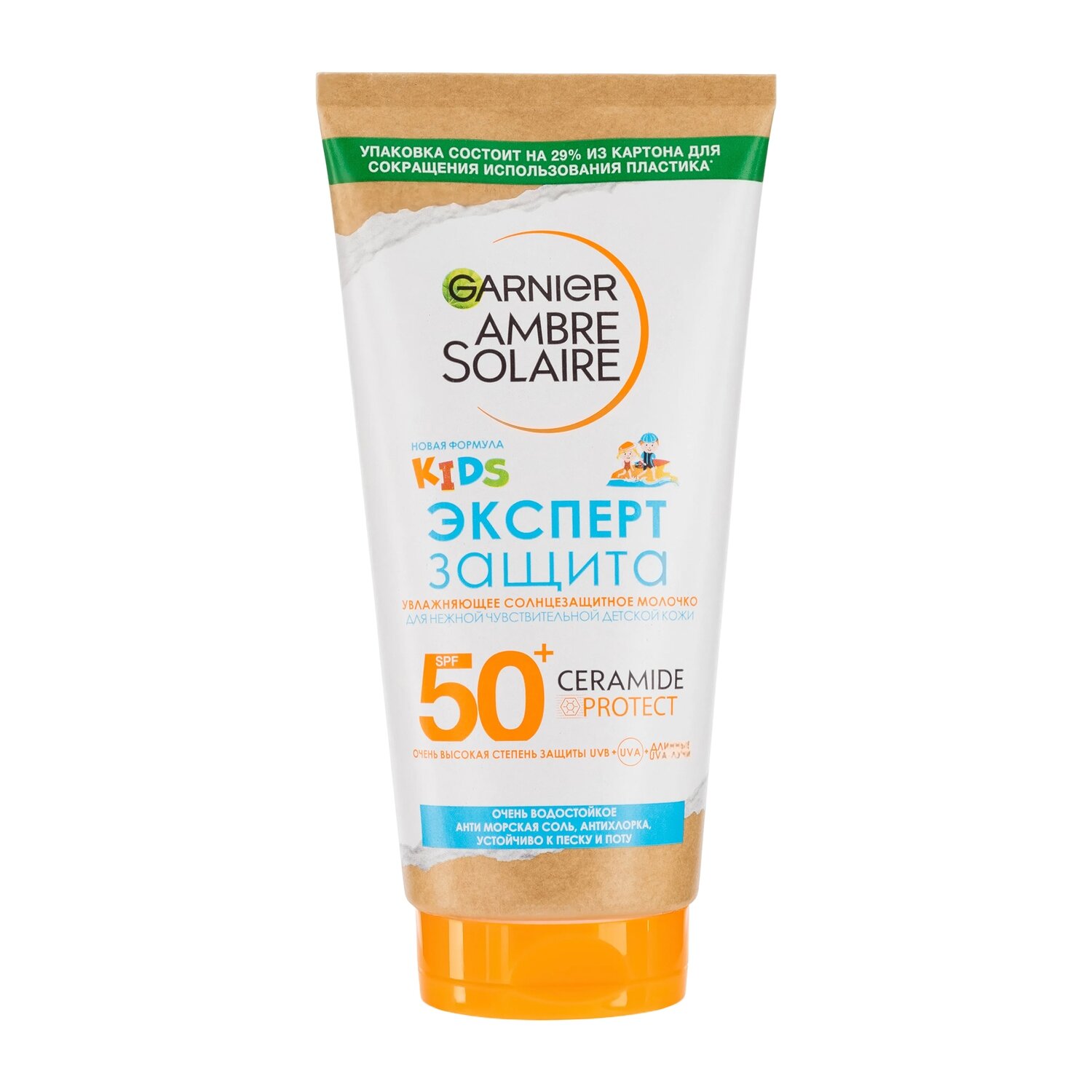 Солнцезащитный крем GARNIER "Ambre", SPF 50+, для детей, 175 мл — фото 1